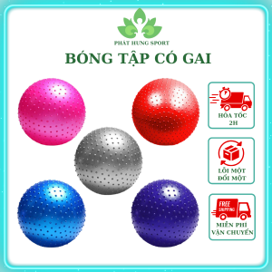 Bóng hơi có gai 65cm tập gym yoga đa năng chất liệu cao cấp chịu lực cao chống nổ tặng kèm dụng cụ bơm bóng