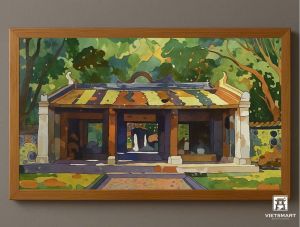 Tranh Nghệ thuật "Văn Miếu Quốc Tử Giám" VIETSMART ART - Acrylic trên toan vải 45 x 60cm