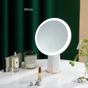 Rechargeable LED Makeup Mirror 90° Rotation Desk Cosmetic Mirror With Light