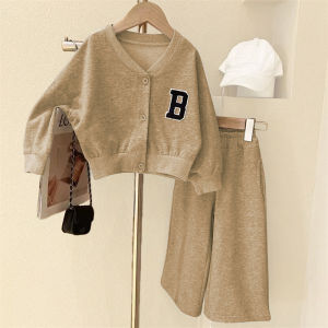 Gấu lãnh đạo quần áo bé gái thiết lập trẻ em quần áo mùa xuân mùa thu thời trang mới chữ áo khoác + quần 2pcs đồ thể thao trẻ em trẻ mới biết đi trang phục giản dị