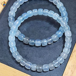 Collection Grade Blue Stormy Aquamarine Abacus Rondelle Bracelet