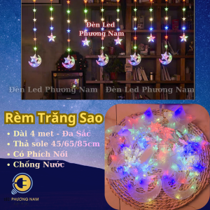 DÂY ĐÈN TRANG TRÍ NHÁY THẢ MÀNH DẠNG HÌNH NGÔI SAO VÀ TRĂNG