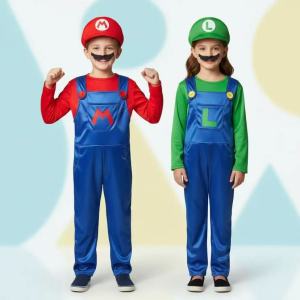 Halloween Mario Costume Super Mario Outfit cos Childrens Mary hat cosplay costume