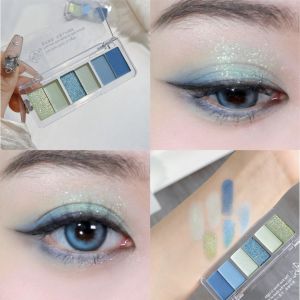 6-color Smokey Blue Eyeshadow Palette Matte Shimmer Low Saturation Eye Shadow Palette Summer Makeup