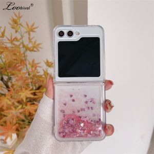 Glitter Quicksand Love Heart Case for Samsung Galaxy Z Flip 6 5 4 3 7 flip6 ZFlip Flip5 Colorful Bling Soft TPU Shockproof Cover