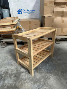 Kệ dép gỗ cao su 3 tầng ngang 45cm - Hàng lắp ráp - Ori House Kitchen Nhà Bếp