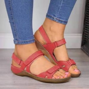Free Shipping New In Stock Exclusively Available: Size 43 Large-Size Thick-Soled Wedge WomenS Sandals With Velcro Strap