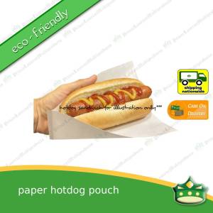 [1000 pcs] paper hotdog pouch L-line shaped sealed for food service or as takeout packaging eco-friendly fit for holding hotdogs in a scene of food service or takeout
