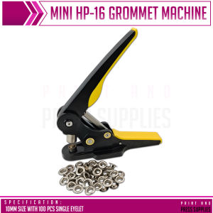 PP Supplies - HP-16 Mini Grommet Machine Set | 10mm Eyelet Punch Tool + 100 Eyelets