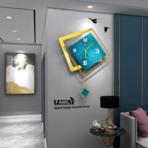 【Soft Lip Shop】 Nordic Light Luxury Geometric Wall Clock Elegant Home Decoration Modern Living Room Wall Clock Creative Personality Art Wall Watches