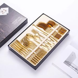 (Ready Stock) LUXURY GIFT Cutlery Set Stainless Steel Tableware Spoon and Fork Set Coffee Spoon with Gift Box Sudu Garpu Set汤匙套裝/餐具套装 (24PCS)