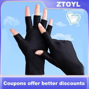 【ZTOYL】 ถุงมือครึ่งนิ้วทำจากไหมน้ำแข็งสำหรับผู้หญิงถุงมือบางระบายอากาศได้ถุงมือขับรถกลางแจ้งถุงมือกันแดดสำหรับฤดูร้อน