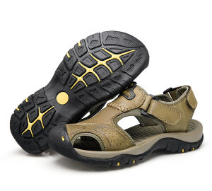 Summer Cowhide Sandals for Men Outdoor Sports Wading Climbing Beach Hiking Genuine Leather Sandal Lightweight Non-slip Shoes  Adjustable Sandals
