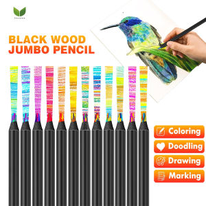 12 Colors Rainbow Pencils 10 mm Thick Jumbo Colored Pencils for Adults Multicolored Pencils for Art Drawing Coloring SketchingArt Supplies Christmas Gift For Kids