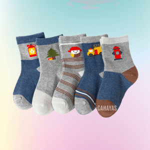 [Free Gift][Msia Stock] 1-9 Yrs 5 Pairs Set Cute Cartoon Design Baby Toddler Boys Girls Kids Socks - Multiple Design