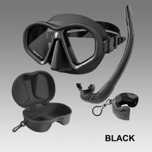 Camera Mount Low Volume Tempered Glass Freedive Mask J-type Eva Box Diving Mask Snorkel Set