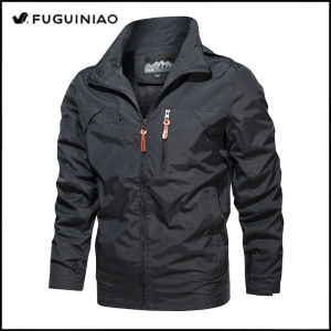 FUGUINIAO Mens Hooded Windproof Jacket Waterproof and Suitable for Military Cycling Tactical Stormwear (M-5XL)