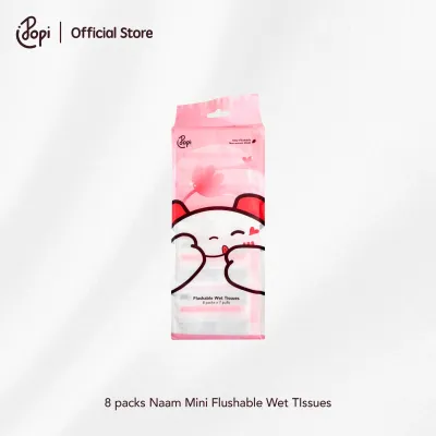 Popi NaamTisu Basah Tandas | Flushable Wet Tissues Gentle on Skin with Tea Tree Chamomile and Aloe Vera Extract