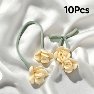 BESTOUR 10Pcs Handmade Double Head Rose Flowers DIY Craft Crochet Decoration Artificial Rose Bow Flowers Colorful 3D Flower Patches Clothing Decoration