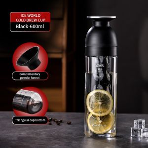 BINCOO ICold Brew Coffee Bottle Mug Coffee Cold Brew Pot Tritan Mug Portable Mug Suitable for Home Office Outdoor 600ML