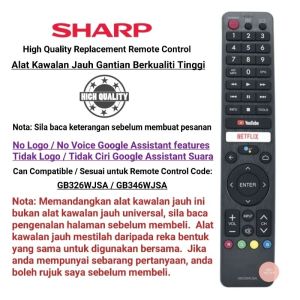 Sharp GB326WJSA android LED TV Flat Panel Replacement Remote Control Compatible GB346WJSA