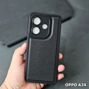 Case Oppo A3X Soft Case Leather Pro Casing TPU Lembut Tekstur Kulit Anti Benturan Fids Store