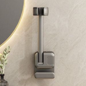 No Drill Wall Mount Blow Dryer Stand Bathroom Hands-Free Hairdryer Stand Adjustable Hair Dryer Holder