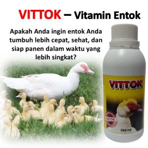 VITTOK 250 ml / Vitamin khusus entok /  Vitamin entok cepat besar /  Suplemen Ternak untuk DOE Entok Rambon Entok Lokal Entok Dragon  Entok Hias sehat cepat besar /  Vitamin pertumbuhan entok / Cara entok cepat panen / Vitamin Anak Entok / Vitamin Mentok