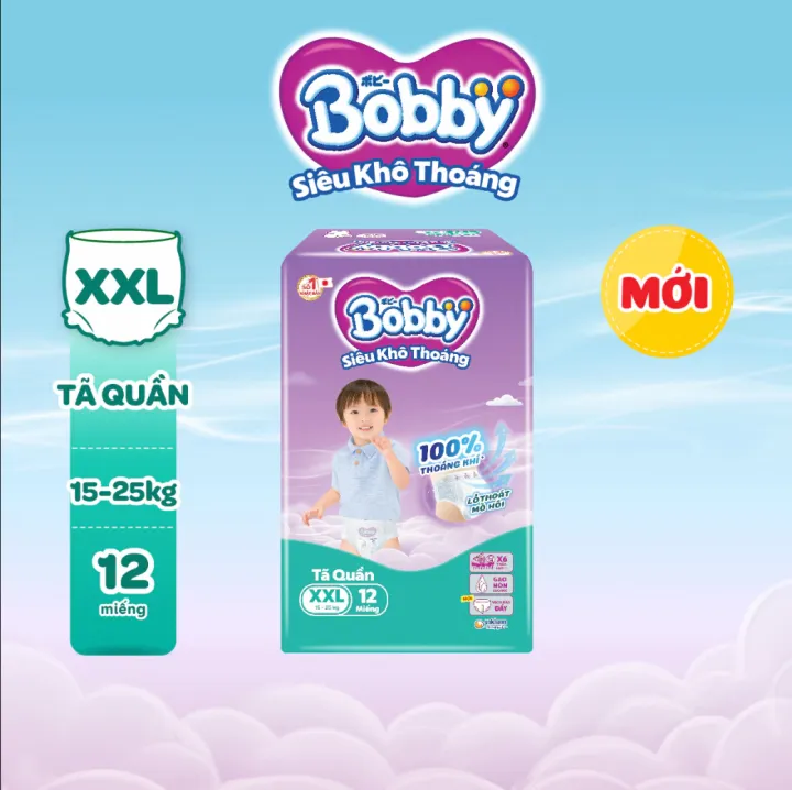 Tã Quần Bobby Siêu Khô Thoáng XXL12