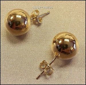 ball stud earrings 18k gold bead with free ring