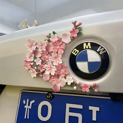 Runenbaoluo 3D hoa anh đào nhãn dán xe phụ kiện trang trí cho xe đầu bao gồm và tự làm tùy biến