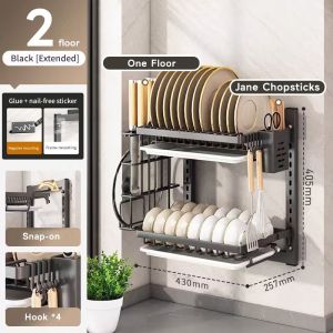 SOFTHOME Kitchen Collapsible Dish Rack-Space-Saving Drain Bowl Rack Wall Hanging Cupboard Storage