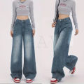 Denim Korean Wideleg Loose Pants Baggy Fit Highwaist Vintage Cargo Pants [Refurbished]. 