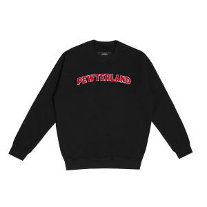 Pewterland Sweatshirt Sweater Crewneck Black Green and Red Font Pria dan Wanita