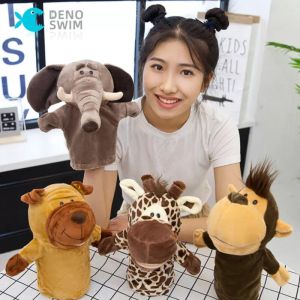 DENOSWIM Animal Hand Puppets Plush Toy Kids Cute Elephant Lione Monkey Shape Pretend Toys Story Playing Dolls Gift for Children