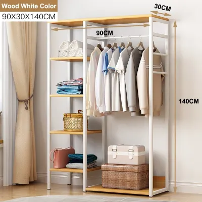 🇸🇬 Korean Concept Open Wardrobe/Coat Rack/Wardrobe/Clothes Rack/Bedroom Sturdy Metal Steel Pipe Clothes Hanging Floor Standing