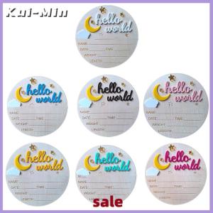 Kui-Min Wooden Hello World Newborn Sign Cute Birth Announcement Board Baby Announcement
