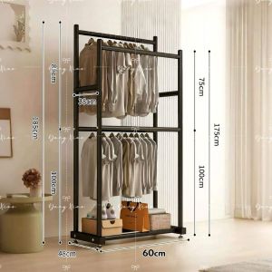 AI Home💕ราวแขวนเสื้อผ้า ราวแขวนผ้าบาร์คู่ โครงหนาพิเศษ แข็งแรง ทนทาน ไม่โยกเยก