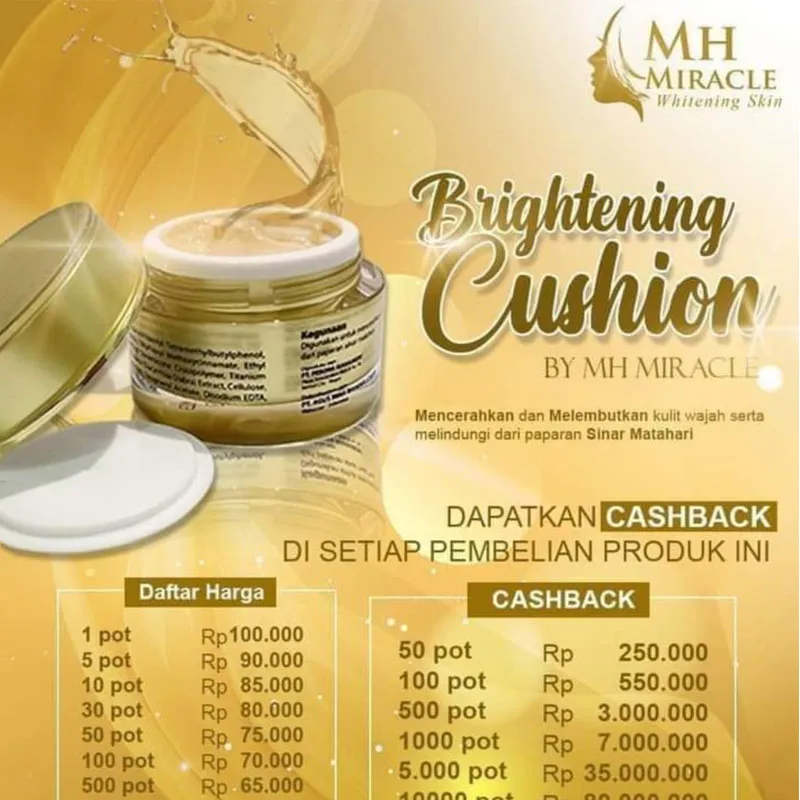 MH Miracle Whitening Sunblock Brightening Cushion Sunblok Glowing