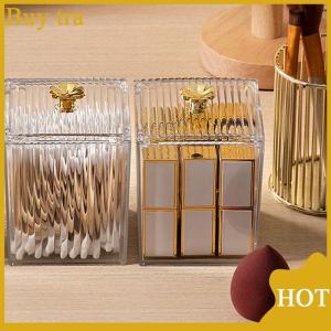[Buytra] Makeup Storage Organizer Bathroom Jar Cotton Swab Storage Square Container Cotton Puff Storage Box Cosmetic Cotton Box