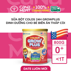 Sữa bột Nutricare Colos 24h Grow Plus 0+ giúp trẻ phát triển toàn diện (800g)