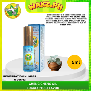 Wakzph cheng cheng oil natures breath eucalyptus turmeric menthol peppermint for relief 5ml thai herbal product of thailand.