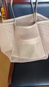 Mesh handbag for women mesh fabric hollow tote bag travel beach bag large capacity tote