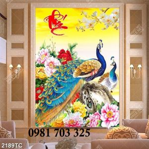 Tranh gạch 3D hoa mẫu đơn cao cấp