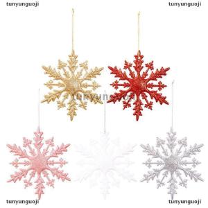 [COD] tunyunguoji เครื่องประดับคริสต์มาสเกล็ดหิมะแวววาว6ชิ้นของตกแต่งเกล็ดหิมะพลาสติกสำหรับต้นคริสต์มาสของตกแต่งงานเลี้ยงวันหยุดปีใหม่