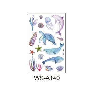 Hốc hồng đáng yêu cá mập phim hoạt hình hình xăm tạm thời cho trẻ em vui vẻ dán động vật đại dương