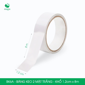 BK6A - 12 cuộn băng keo 2 mặt siêu dính - Khổ 1.2cm x 8m - Băng dính 2 mặt băng keo hai mặt