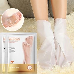 2Pairs Camel Milk Foot Mask Peeling Feet Mask Exfoliating Socks Scrub for Pedicure Anti Crack