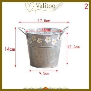 [Valitoo] Vintage Iron Flower Pot Desktop Flower Vase Plant Flowerpot Balcony Plant Bucket