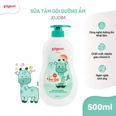 [500ML - MUA SỐ LƯỢNG 2 CHAI TẶNG 1 CHAI] Sữa Tắm Gội Dưỡng Ẩm Cho Bé Pigeon 500ml Dịu Nhẹ Mềm Mại An Toàn Cho Da